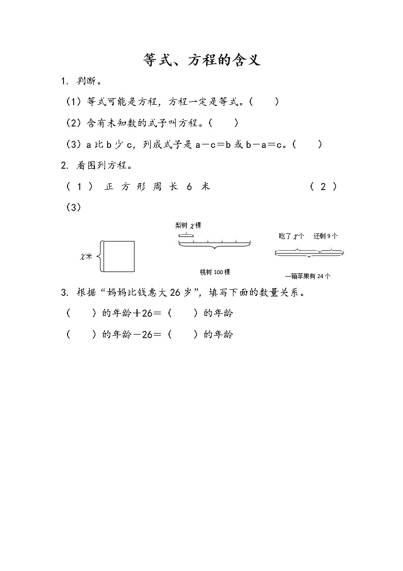 1.1 等式、方程的含义 课件（送练习）01