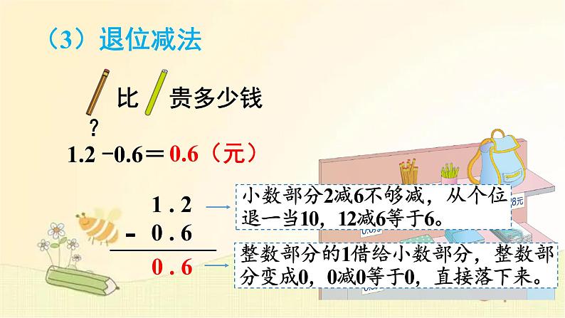 人教版数学三年级下册 第3课时 简单的小数加、减法 课件07