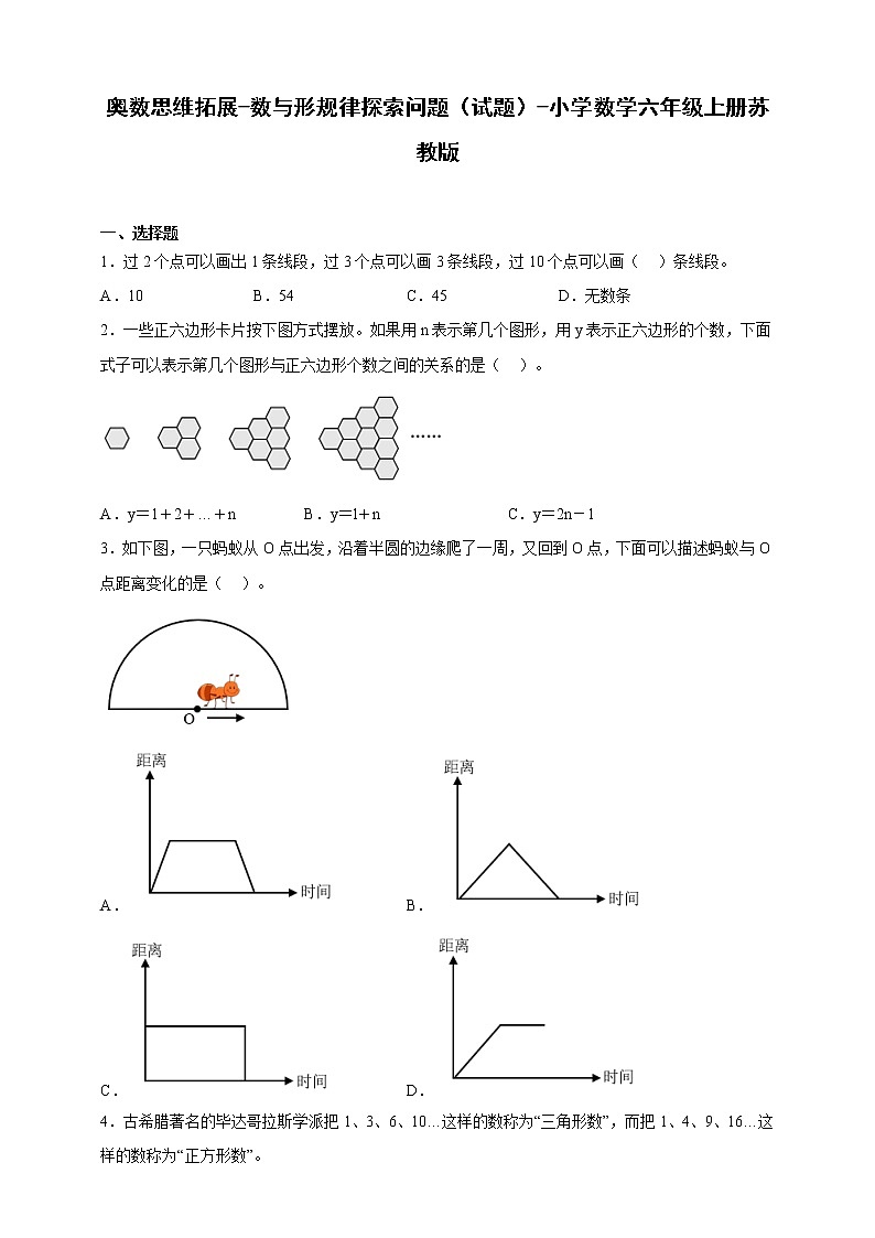 奥数思维拓展-数与形规律探索问题（试题）数学六年级上册苏教版（含答案）第1页