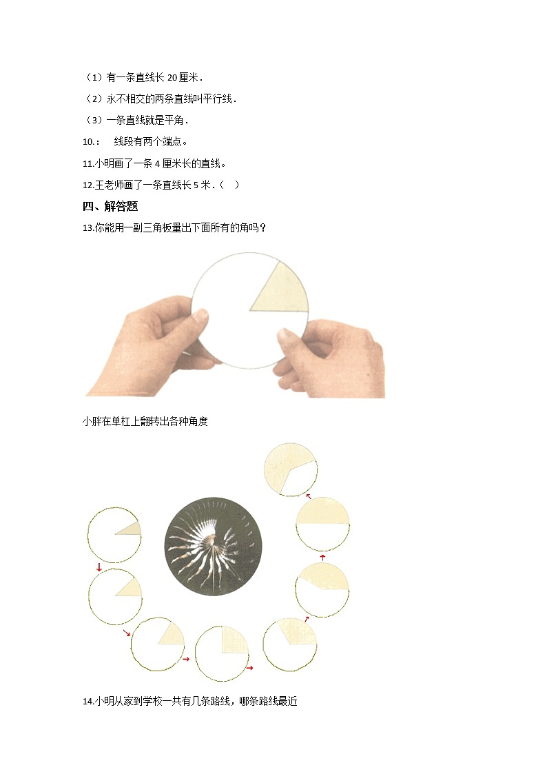 四年级数学北师大版上册 2.1 线的认识  课时练1第2页