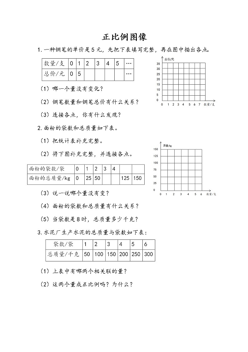 6.2  正比例图像 课件+练习 苏教版六下数学01
