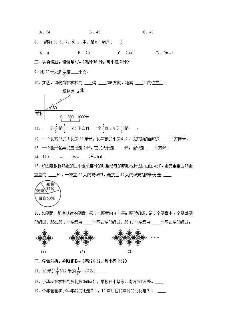 人教版六年级上册期末考试综合质量检测卷四第2页