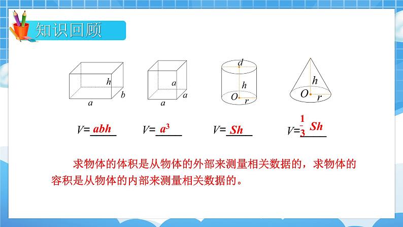 苏6数下 第7单元 总复习 2.图形与几何 第7课时 立体图形的表面积和体积（2） PPT课件02