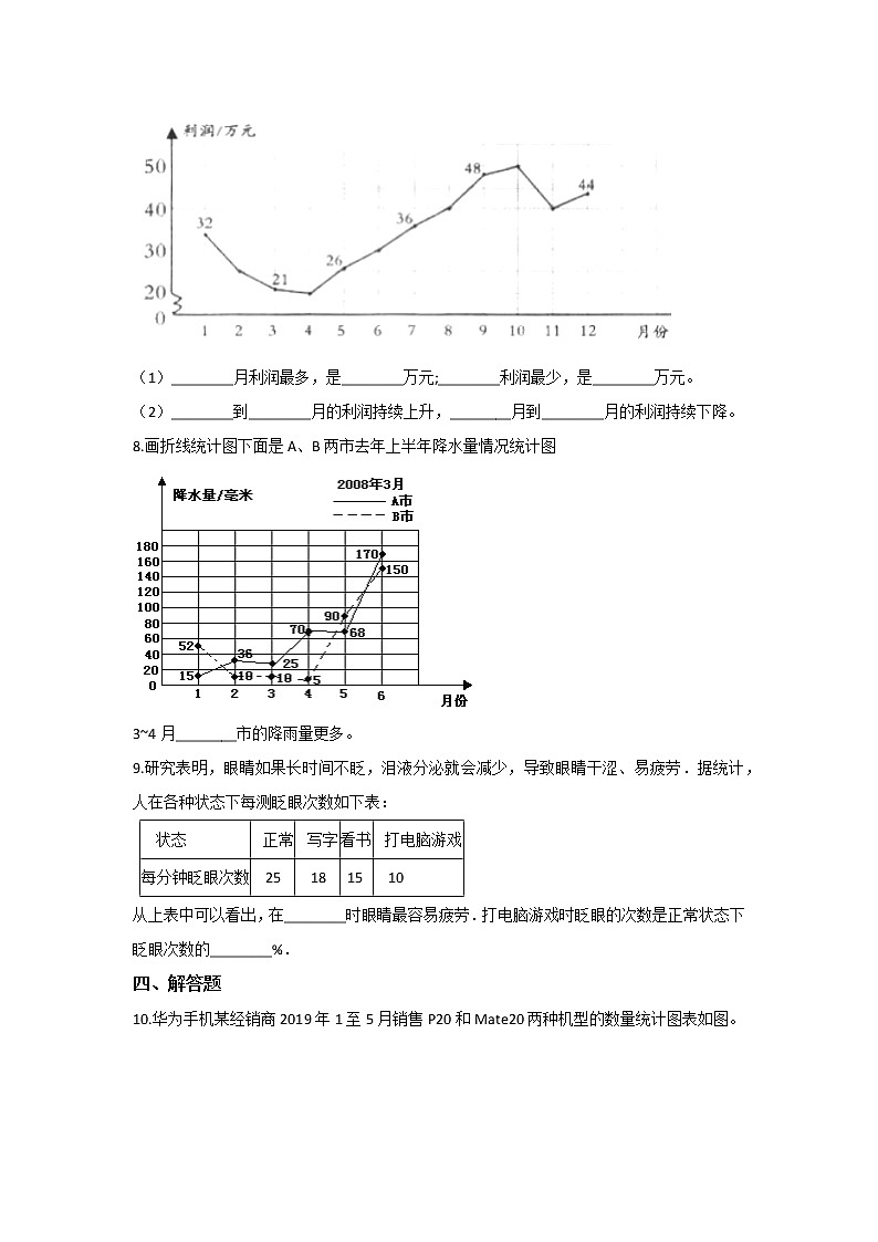 六年级数学北师大版上册 5.4 身高的变化      课时练103