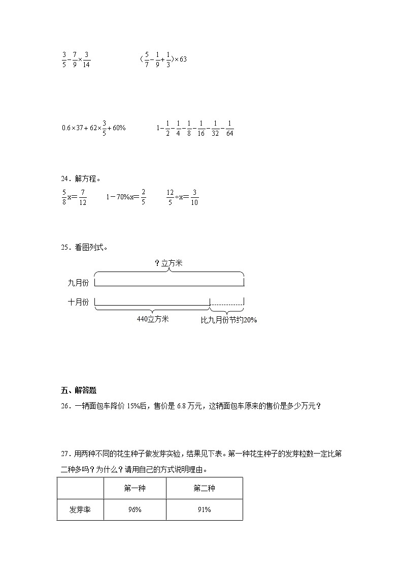 期末专题复习：百分数练习卷（单元测试）-小学数学六年级上册苏教版第3页