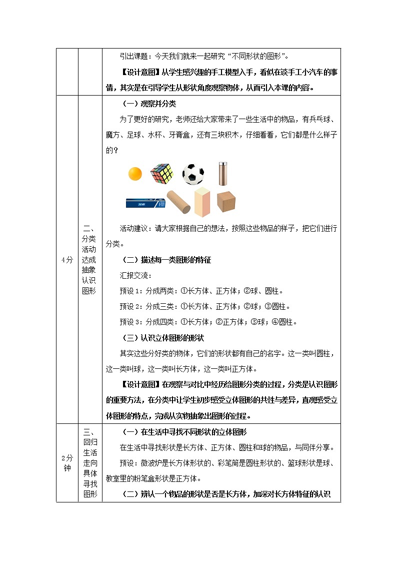 1021一年级【数学(北京版)】认识图形-1教学设计第2页