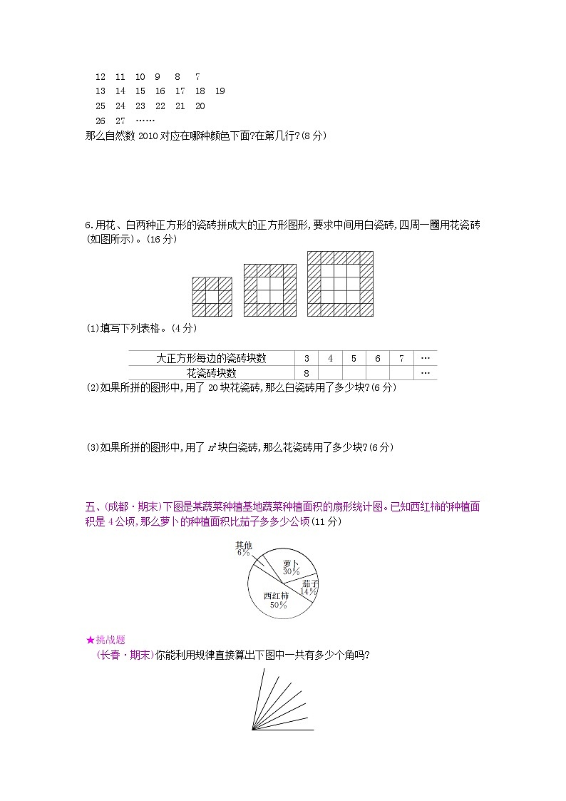 人教版数学六年级上册第7、8单元测试卷附答案第3页