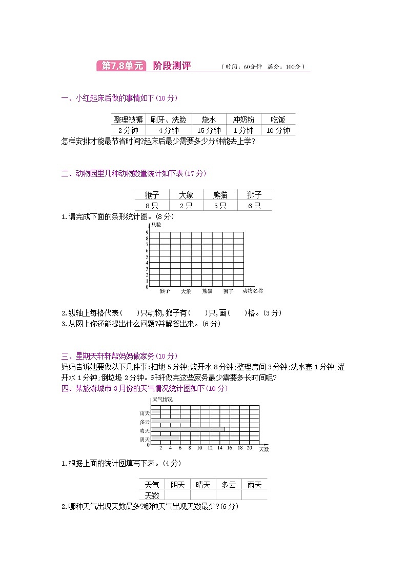 人教版数学四年级上册第7、8单元检测卷附答案01