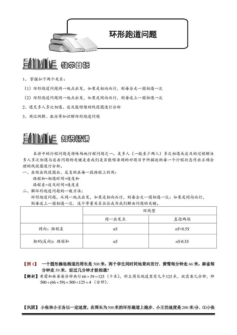 小升初数学专题第35讲：环形跑道问题第1页