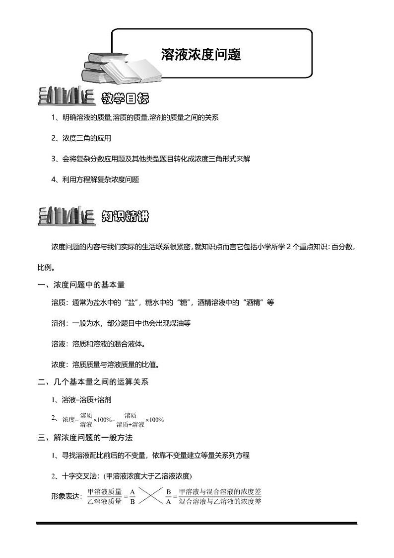 2022-2023小升初数学专题第77讲：溶液浓度问题第1页