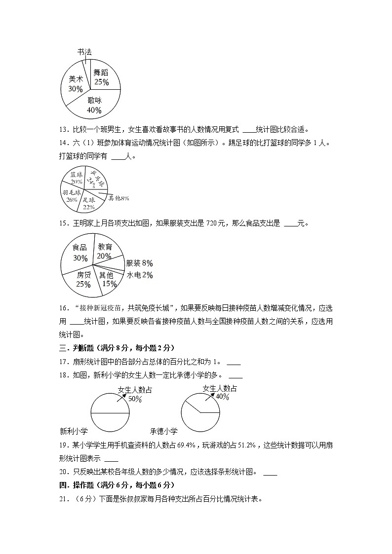 【期末专项复习】北师大版小学数学六年级上册期末专项复习试卷A卷——5.数据处理03