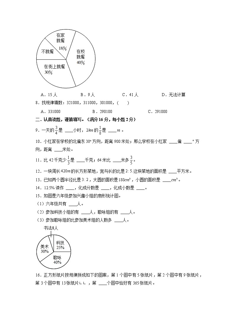 【期末模拟】人教版数学六年级上册-高频易错考点期末拔高冲刺夺分卷（一）（含答案）02