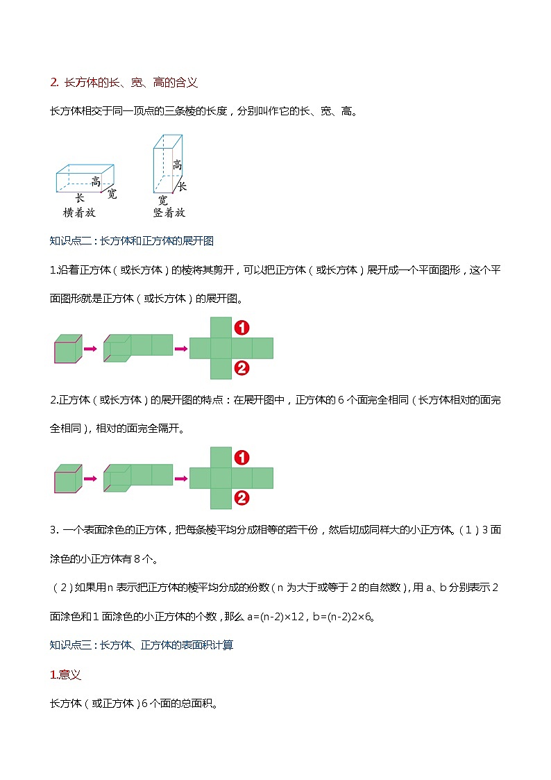 【期末考点讲义】苏教版数学六年级上册章节复习-第一单元《长方体和正方体》思维导图+知识讲解+达标训练（原卷 解析）02