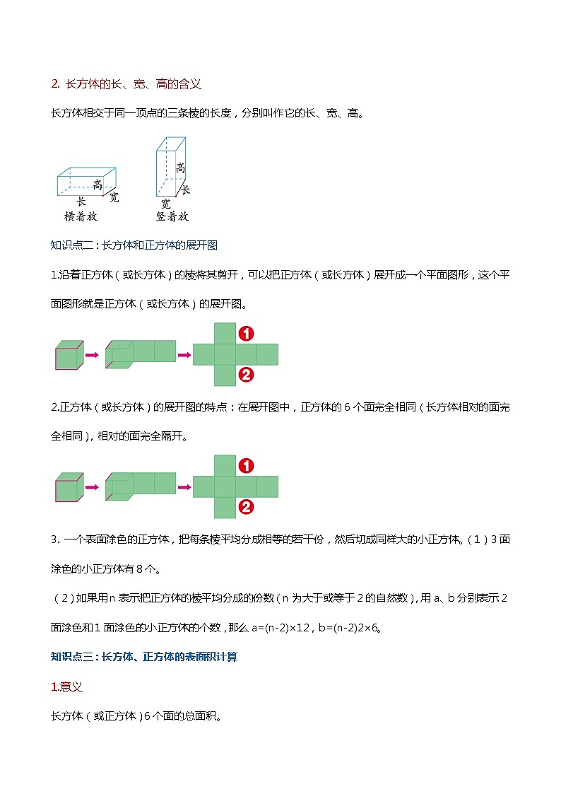 【期末考点讲义】苏教版数学六年级上册章节复习-第一单元《长方体和正方体》思维导图+知识讲解+达标训练（原卷 解析）02