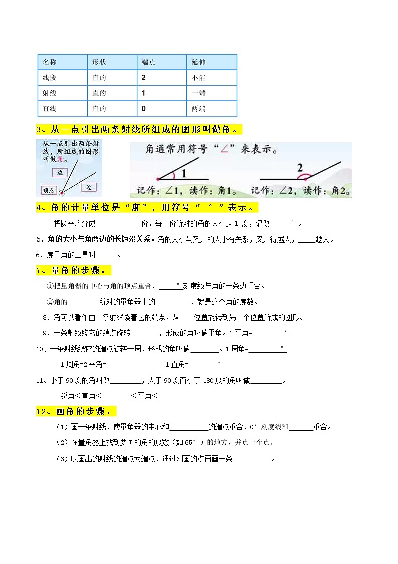 【期末基础讲义】人教版数学四年级上册期末复习讲义-第三单元《角的度量》第2页