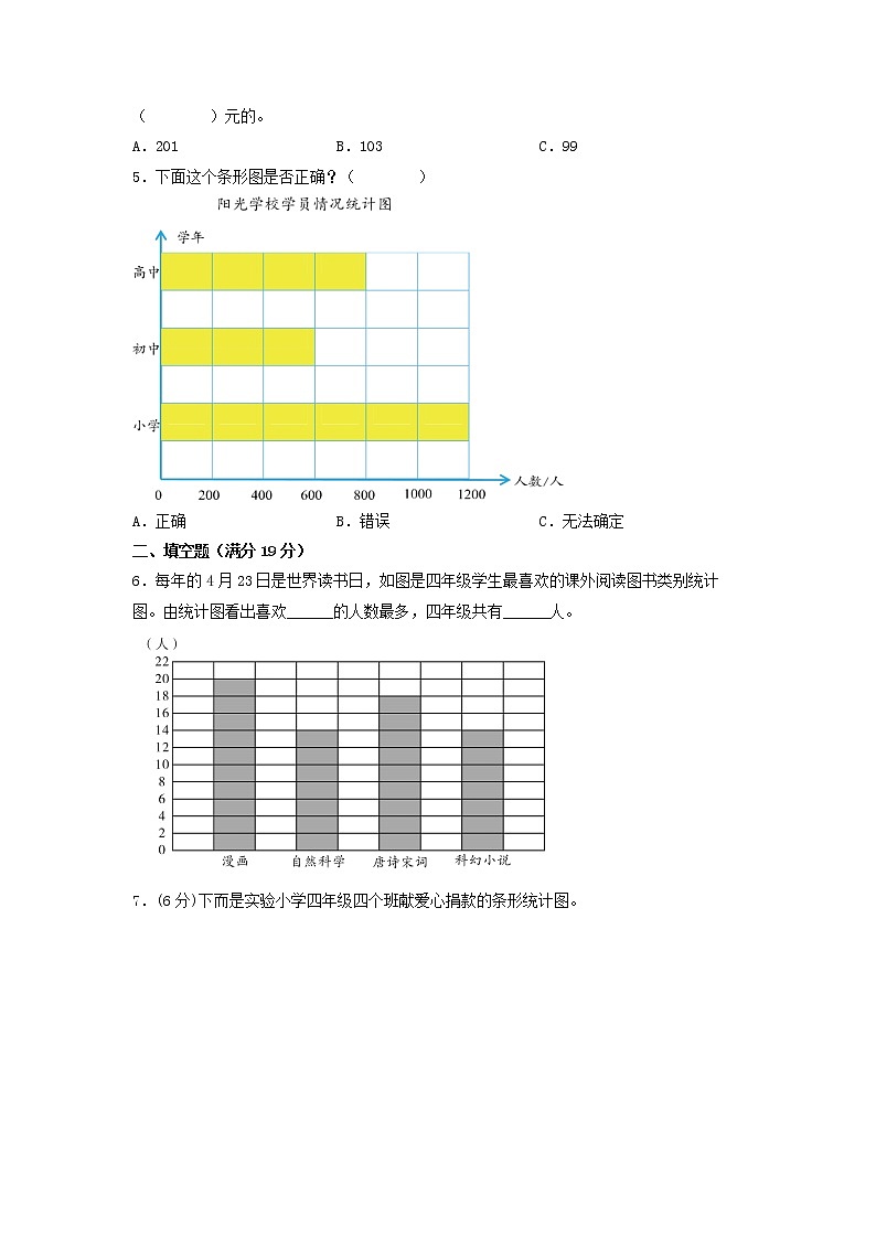 【期末专项复习】人教版数学四年级上册期末专项强化突破A卷——7.条形统计图第2页