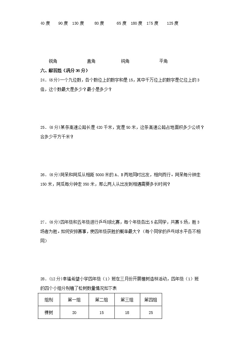 人教版小学数学四年级上册最终期末考试综合检测十第3页