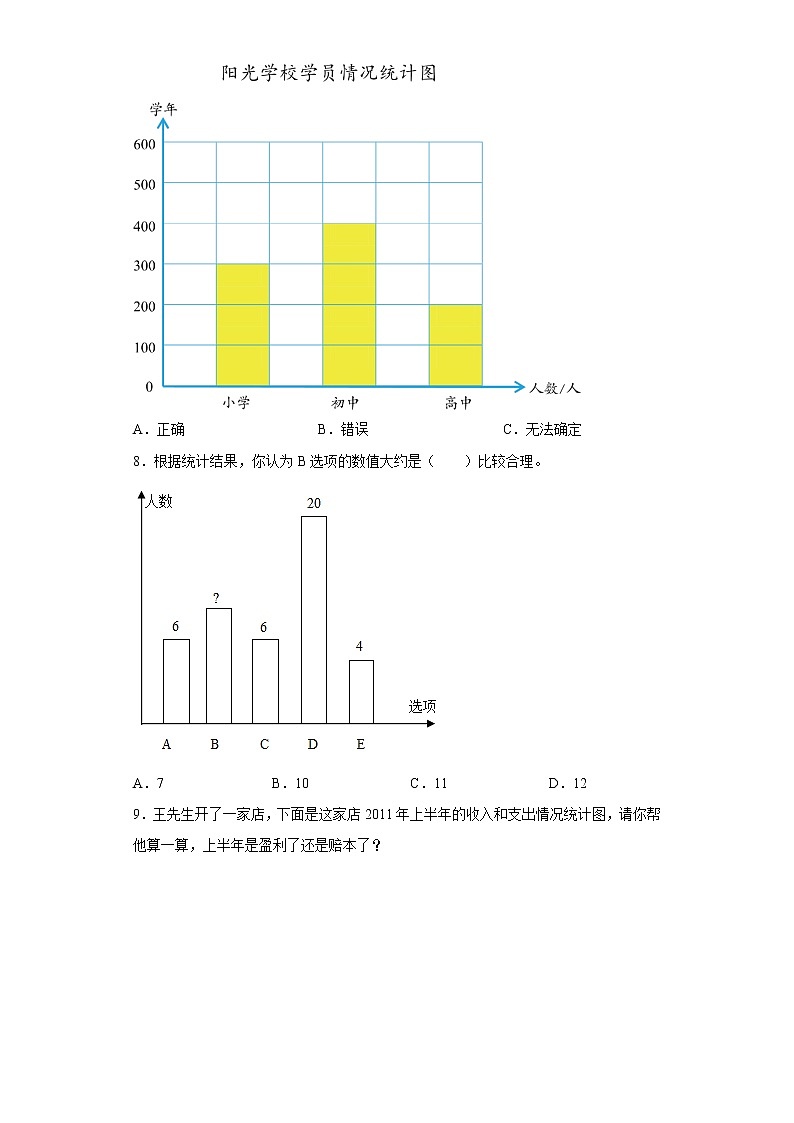 7.条形统计图提升练习人教版数学四年级上册（原卷版）第3页