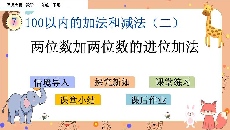 7.3《 两位数加两位数的进位加法》课件第1页