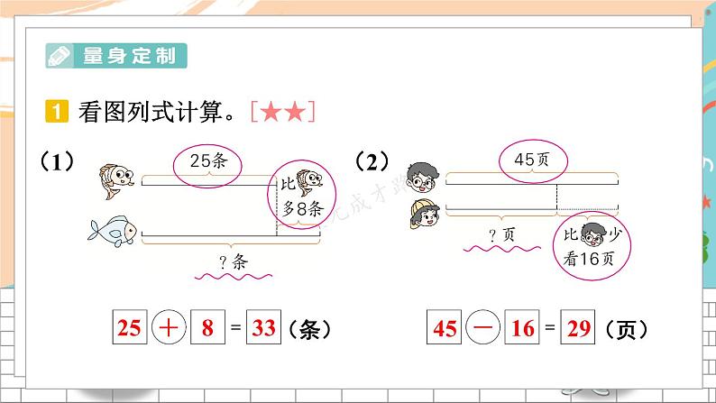 新人教版数学二年级上册3解决“求比一个数多（少）几的数”的实际问题期末复习PPT课件04