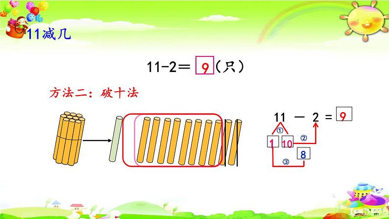 西师大版数学一年级上册《11减几（1）》课件第5页