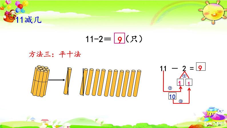 西师大版数学一年级上册《11减几（1）》课件第6页