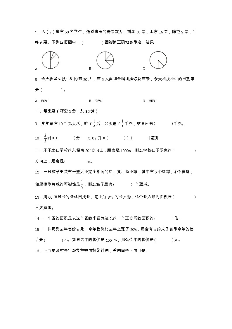 期末高频易错点常考真题综合汇总卷（一）-2022-2023学年六年级上册数学试题（人教版）（有答案）第2页