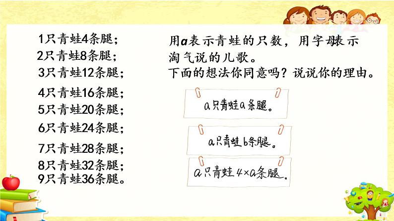 新北师大版小学数学四年级下册《字母表示数（1）》课件第4页