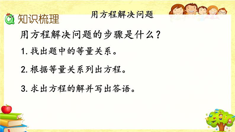 新北师大版小学数学五年级下册《 总复习.2 用方程解决问题课件第3页