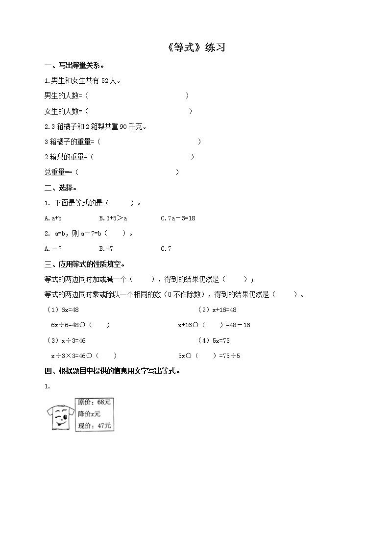 第五单元《等式》课件+教案+练习01