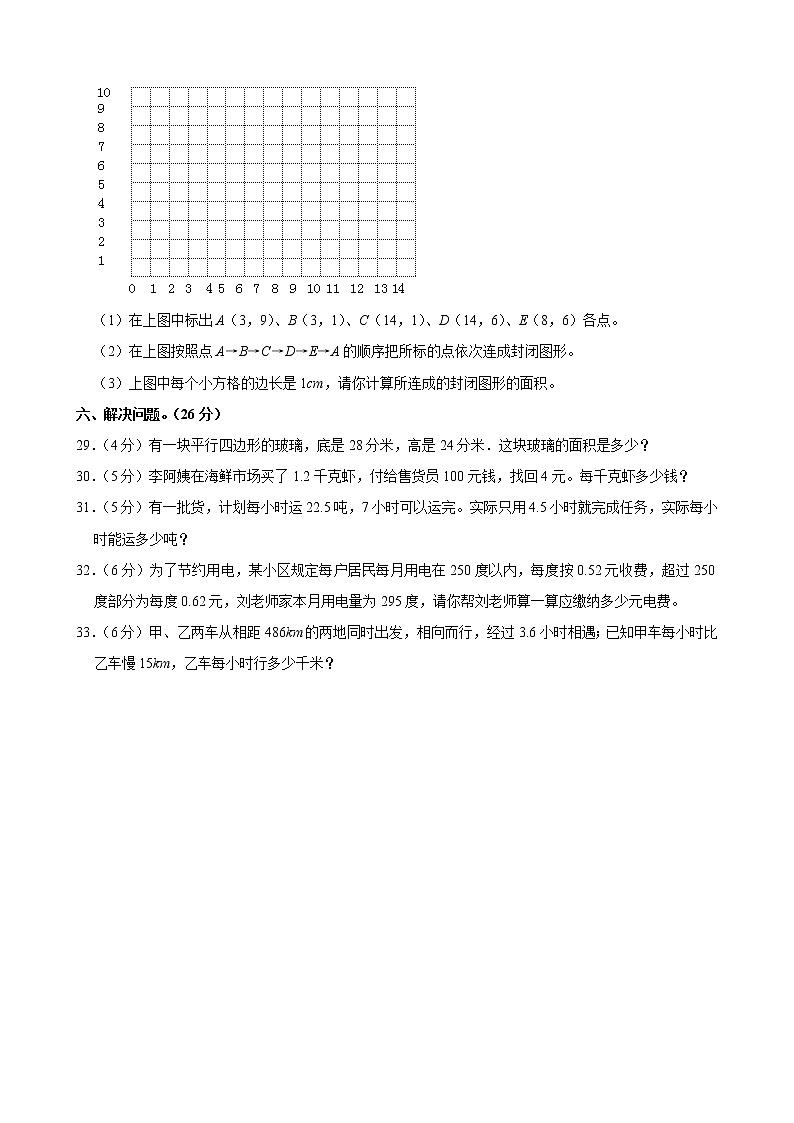人教版数学五年级上册期末测试卷03