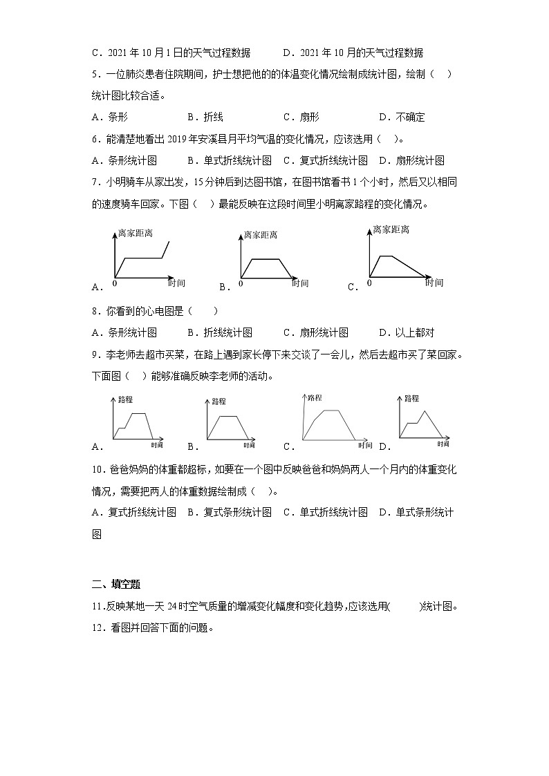 7.折线统计图寒假预习自测人教版数学五年级下册第2页