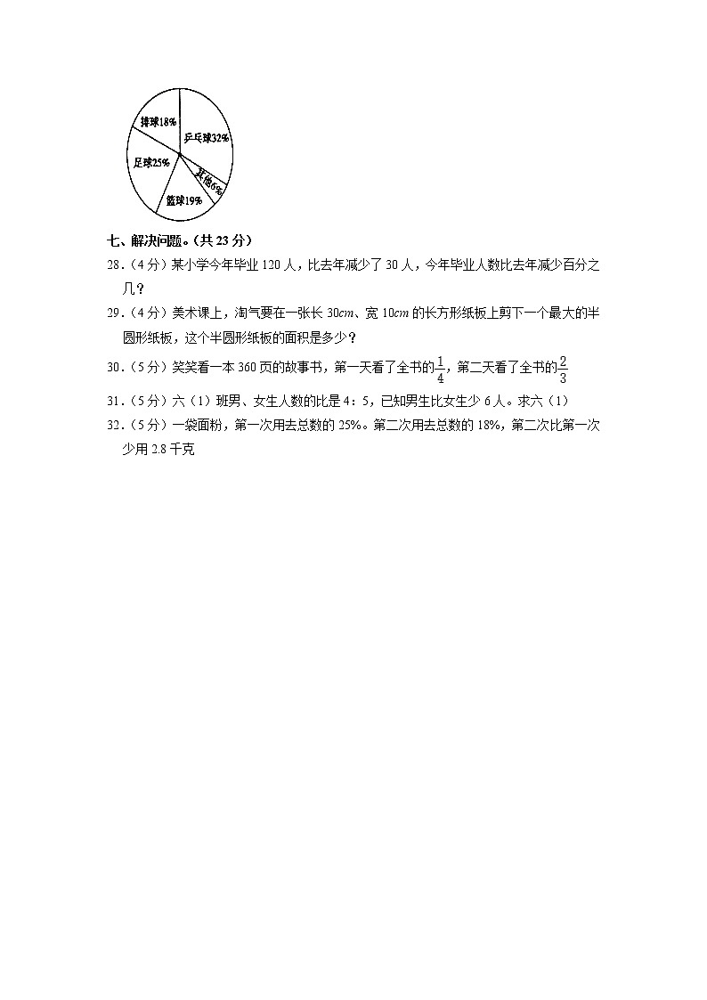 河南省商丘市夏邑县2019-2020学年六年级上学期期末数学试卷03