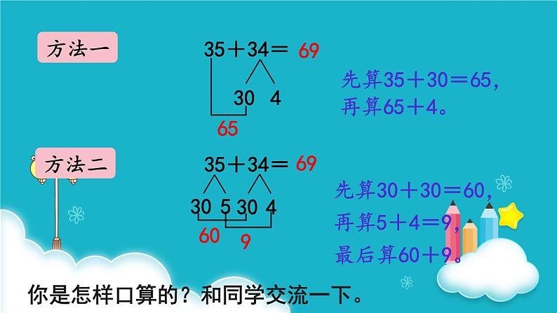 人教版数学三年级上册 第1课时  口算两位数加两位数 课件05