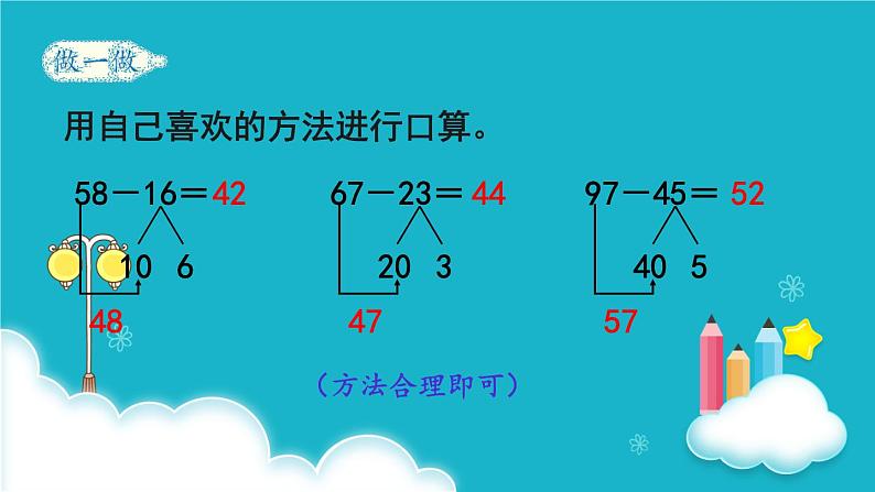 人教版数学三年级上册 第2课时  口算两位数减两位数 课件第6页