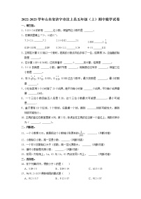 山东省济宁市汶上县2022-2023学年五年级上学期期中数学试卷