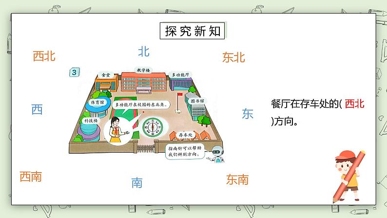 人教版小学数学三年级下册 1.3 认识东北、东南、西北、西南 课件+教案+练习08