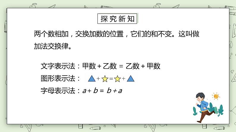 人教版小学数学四年级下册 3.1 加法运算定律 课件+教学设计+同步练习05