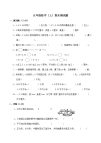 北师大版数学五年级上册期末测试题