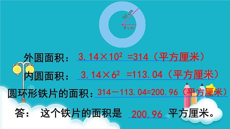 苏教版数学五年级下册 第7课时 圆环的面积 课件第5页