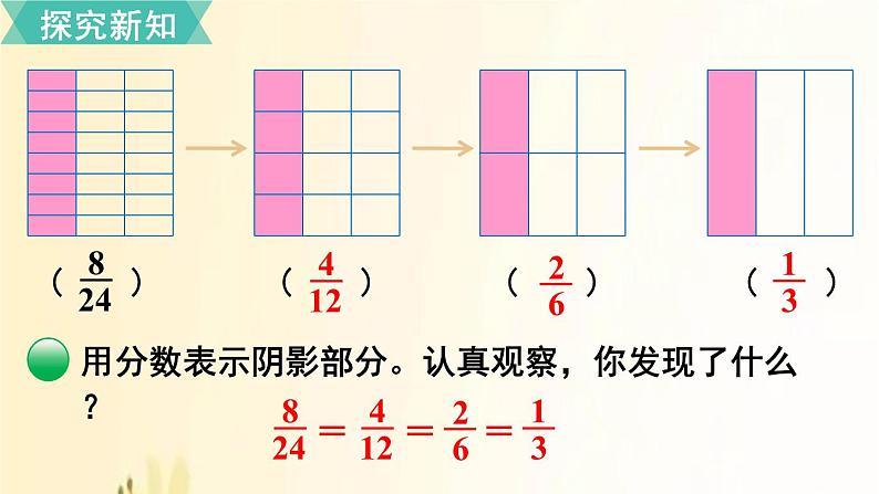 北师大版数学五年级上册 第8课时 约分 课件03