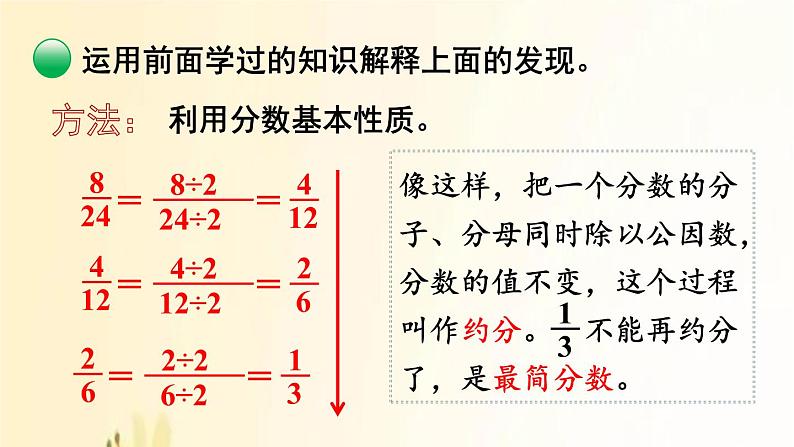 北师大版数学五年级上册 第8课时 约分 课件04