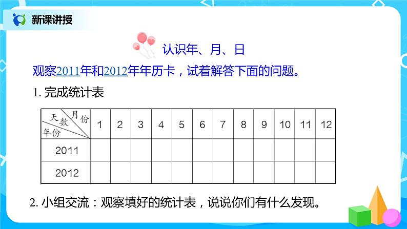 人教版三年级下册第六单元年、月、日第1课时《年、月、日》课件第5页