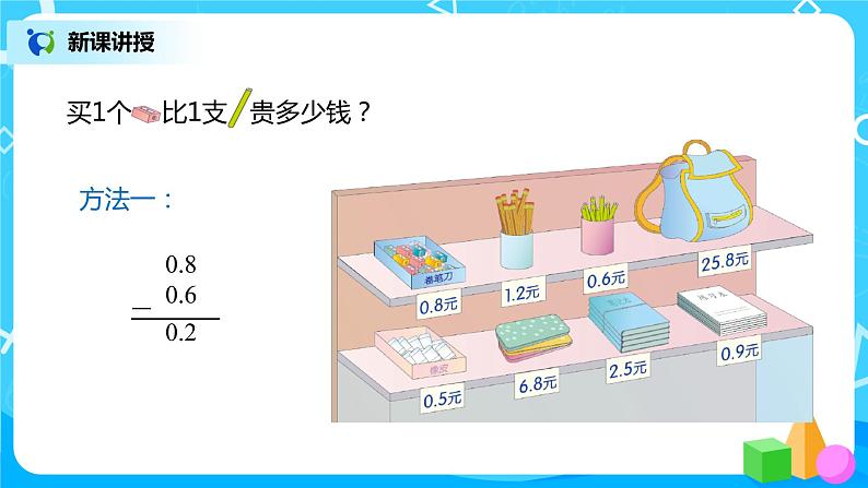 人教版三年级下册第七单元认识小数第3课时《简单的小数加、减法》课件第7页