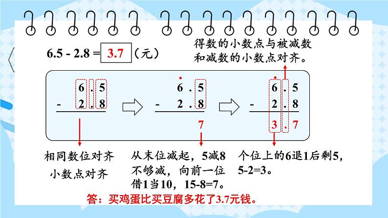 【冀教版】三下数学 六 《小数的初步认识》2.简单加减计算  课件07