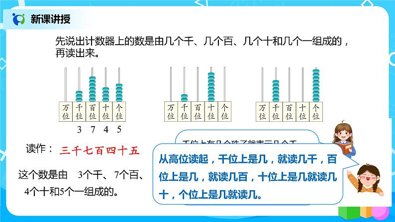 人教版数学二年级下册第七单元第6课时《万以内的数读法》课件+教案+习题04