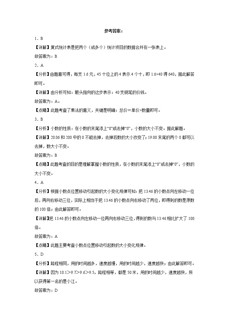 2022-2023学年五年级数学春季开学摸底考（一）苏教版 试卷03