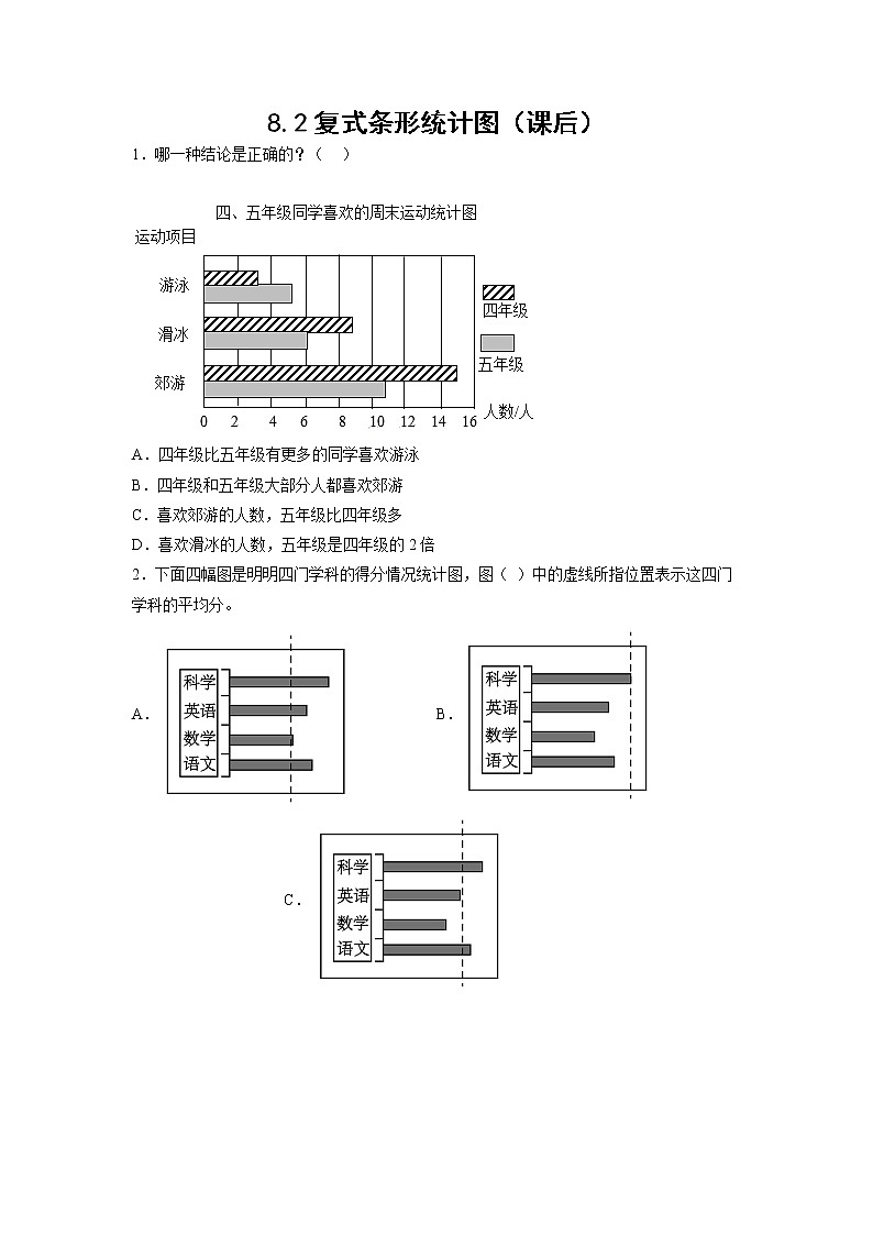 8.2复式条形统计图（课后）（学生版）第1页
