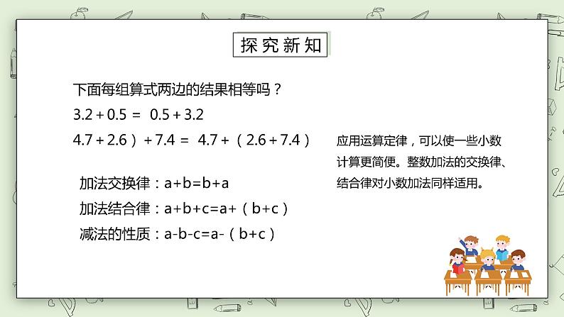 人教版小学数学四年级下册 6.4 整数加减运算定律推广到小数 课件第3页