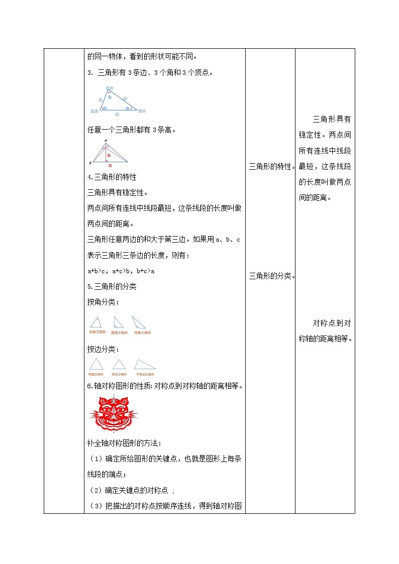 人教版小学数学四年级下册 10.3 观察物体、三角形、图形的运动 课件+教学设计+同步练习02